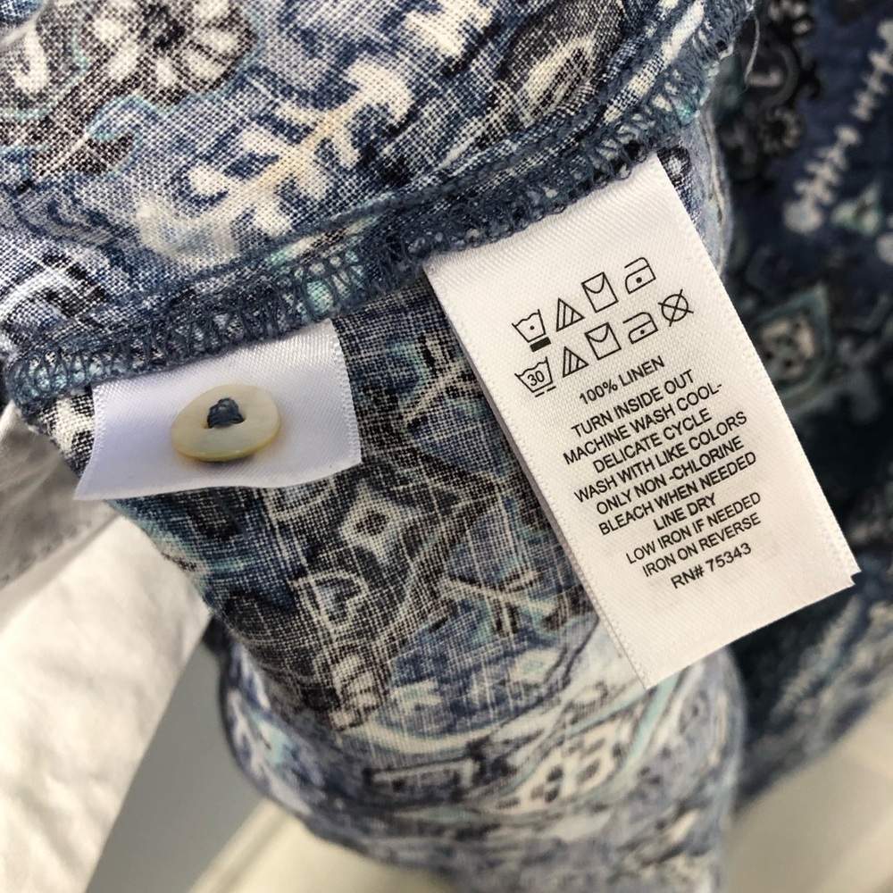 Rachel Zoe 100% linen summer casual blue tribal ikat print tank dress size S - Picture 11 of 11